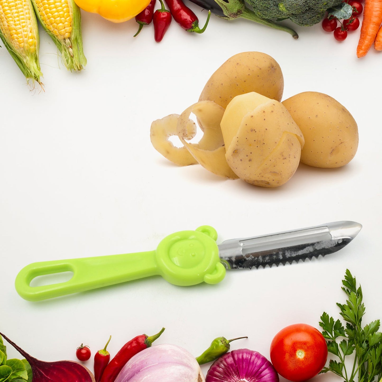 Multi-Purpose Stainless Steel Peeler With Handle For Vegetables, 2 in 1 Potato Peeler and Cutter, Stainless Steel Potato Peeler, grated Carrot, grated, Suitable for Peeling and shredding Fruit and Vegetables Kitchen Accessories (1 Pc)
